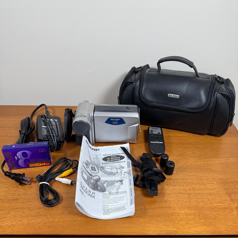 Sharp Viewcam VL-AH151 Hi8 Camcorder 400x Digital Zoom w/ Accessories No Battery